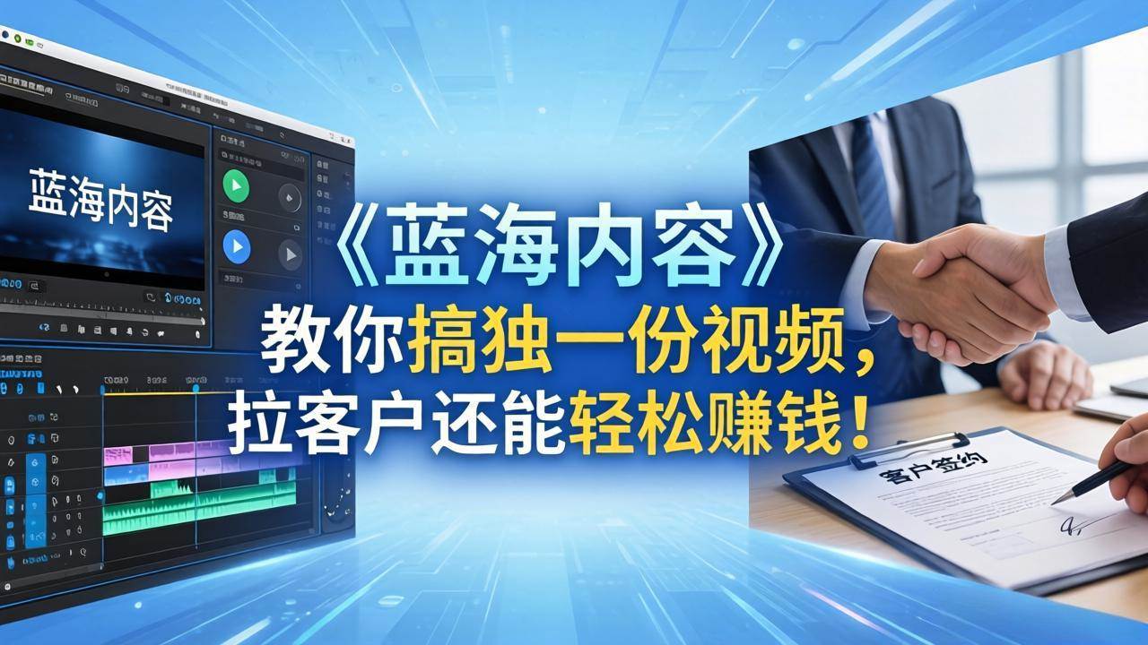 （18301期）做视频卷不动了？《蓝海内容》教你搞独一份视频，拉客户还能轻松赚钱！-玩备项目资源网