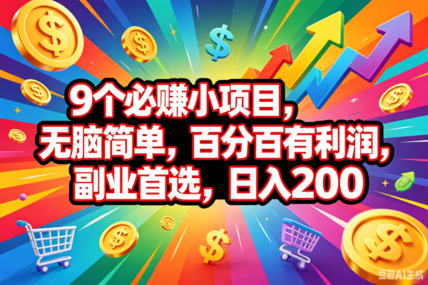 (18623期)9个必赚钱的小项目,百分百会赚米,无脑简单,副业首选,日入200+-玩备项目资源网