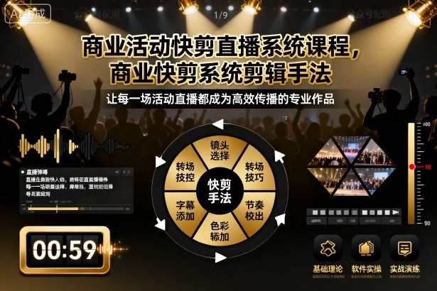 商业活动快剪直播系统课程，商业快剪系统剪辑手法-玩备项目资源网
