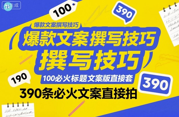 爆款文案撰写技巧，100个必火标题文案模版直接套，390条必火文案直接拍-玩备项目资源网