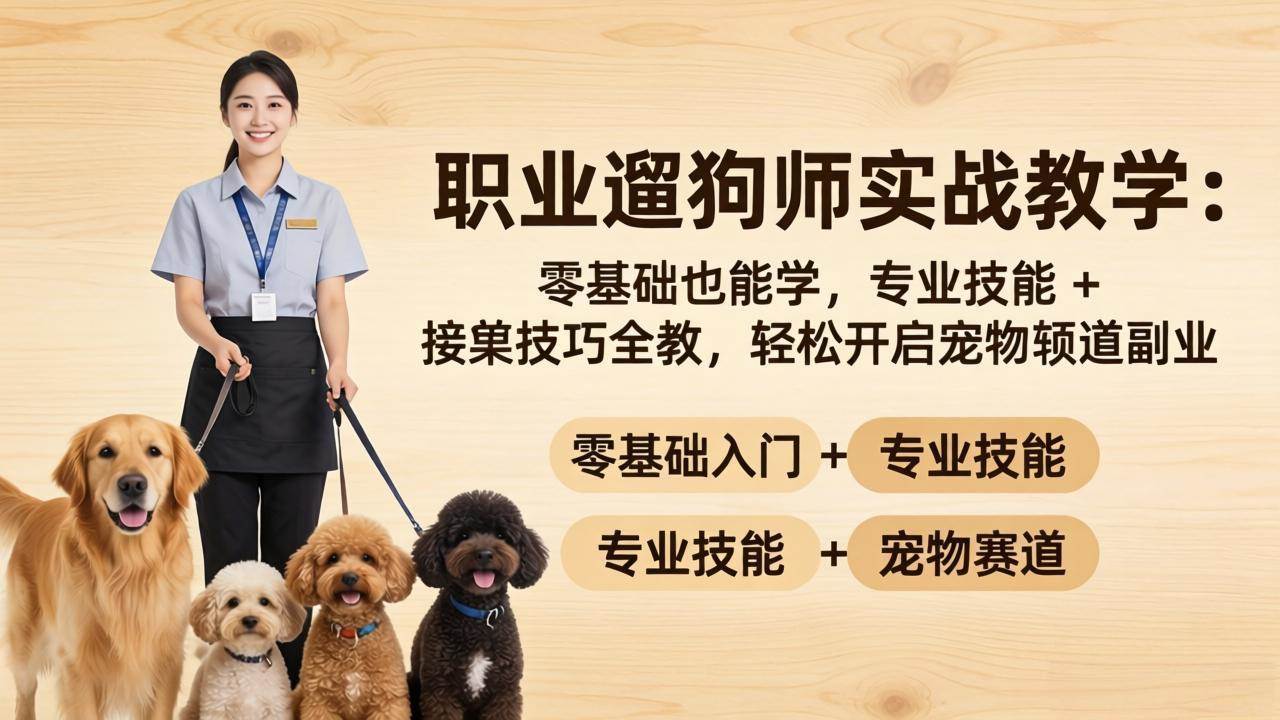 （18115期）职业遛狗师实战教学：零基础也能学，专业技能 + 接单技巧全教，轻松开启宠物赛道副业-玩备项目资源网