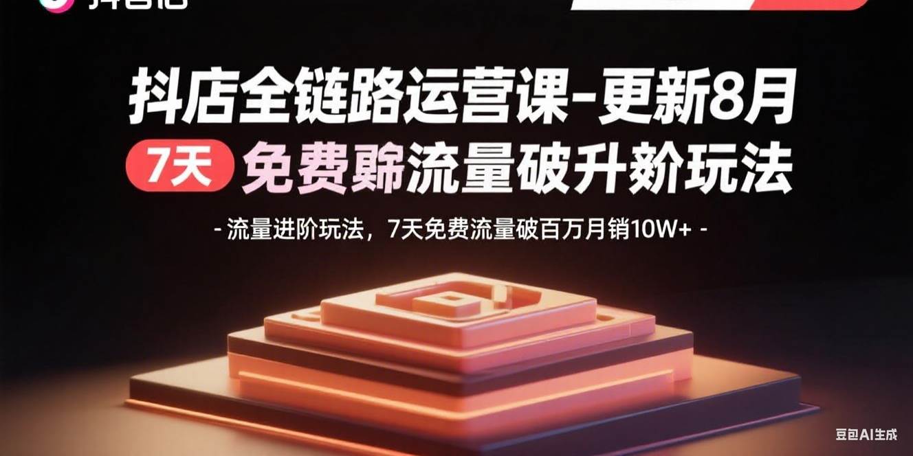 （15918期）抖店全链路运营课-更新8月：流量进阶玩法，7天免费流量破百万月销10W+-玩备项目资源网