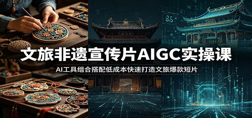 文旅非遗宣传片AIGC实操课:AI工具组合搭配低成本快速打造文旅爆款短片-玩备项目资源网