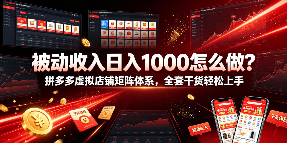 被动收入日入1000怎么做？拼多多虚拟店铺矩阵体系，全套干货轻松上手【揭秘】-玩备项目资源网