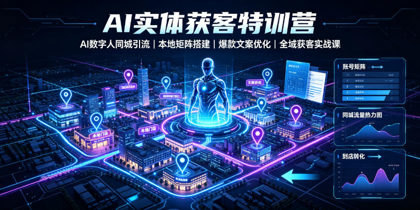 AI实体获客特训营|AI数字人同城引流、本地矩阵搭建、爆款文案优化全域获客实战课-玩备项目资源网