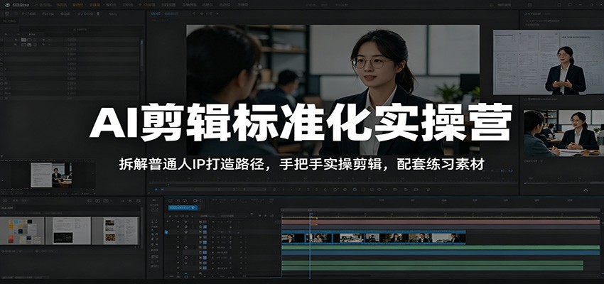AI剪辑标准化实操营:拆解普通人IP打造路径,手把手实操剪辑,配套练习素材-玩备项目资源网
