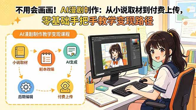 (19429期)不用会画画!AI漫剧制作:从小说取材到付费上传,零基础手把手教学变现路径(更新)-玩备项目资源网