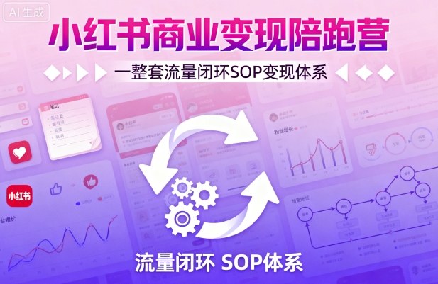 小红书商业变现陪跑营，轻IP矩阵 私域获客 聚光投流，一整套流量闭环SOP变现体系-玩备项目资源网