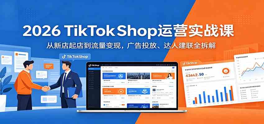 2026 TikTokShop运营实战课：从新店起店到流量变现，广告投放、达人建联全拆解-玩备项目资源网