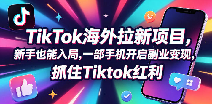 Tc联盟TikTok海外拉新项目，新手也能入局，一部手机开启副业变现，抓住Tiktok红利-玩备项目资源网