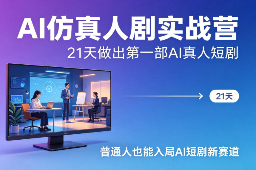 AI仿真人剧实战营，21天做出第一部AI真人短剧，普通人也能入局AI短剧新赛道（更新）-玩备项目资源网