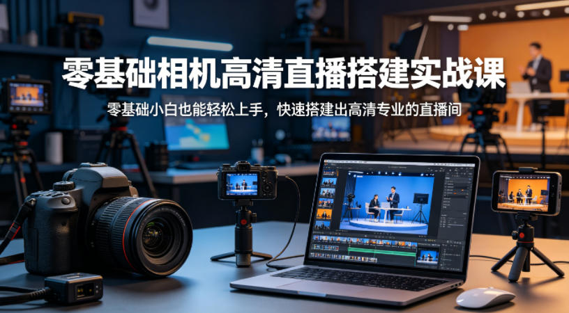 零基础相机高清直播间搭建实战课，小白也能轻松上手，快速搭建出高清专业的直播间-玩备项目资源网