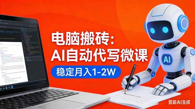 (17582期)电脑搬砖:AI自动代写微课,稳定月入1-2W,提供接单渠道,0门槛小白可做!-玩备项目资源网