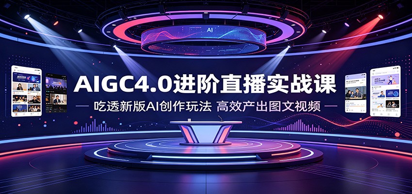 AIGC4.0进阶直播实战课:吃透新版AI创作玩法,高效产出图文视频-玩备项目资源网