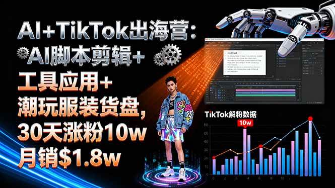 （16108期）AI+TikTok出海营:AI脚本剪辑+工具应用+潮玩服装货盘,30天涨粉10w月销$1.8w-玩备项目资源网