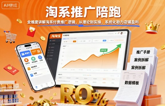 淘系推广陪跑，全维度讲解淘系付费推广逻辑，从理论到实操，系统化助力店铺盈利-玩备项目资源网