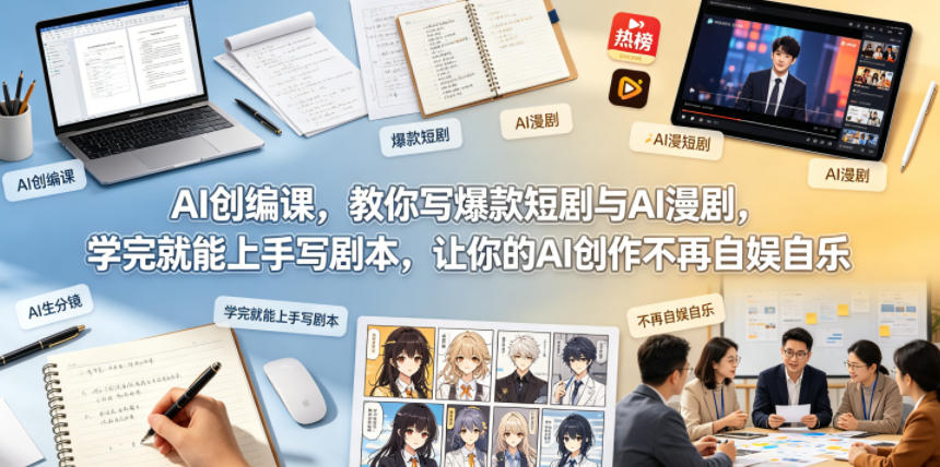 AI创编课，教你写爆款短剧与AI漫剧，学完就能上手写剧本，让你的AI创作不再自娱自乐（更新0521）-玩备项目资源网
