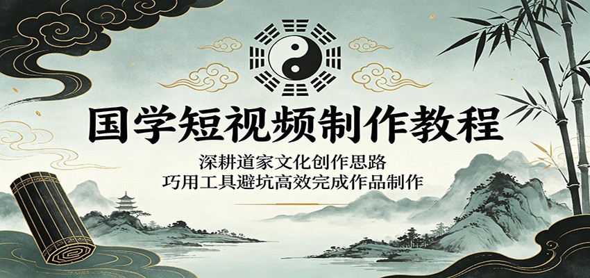 国学短视频制作教程:深耕道家文化创作思路,巧用工具避坑高效完成作品制作-玩备项目资源网