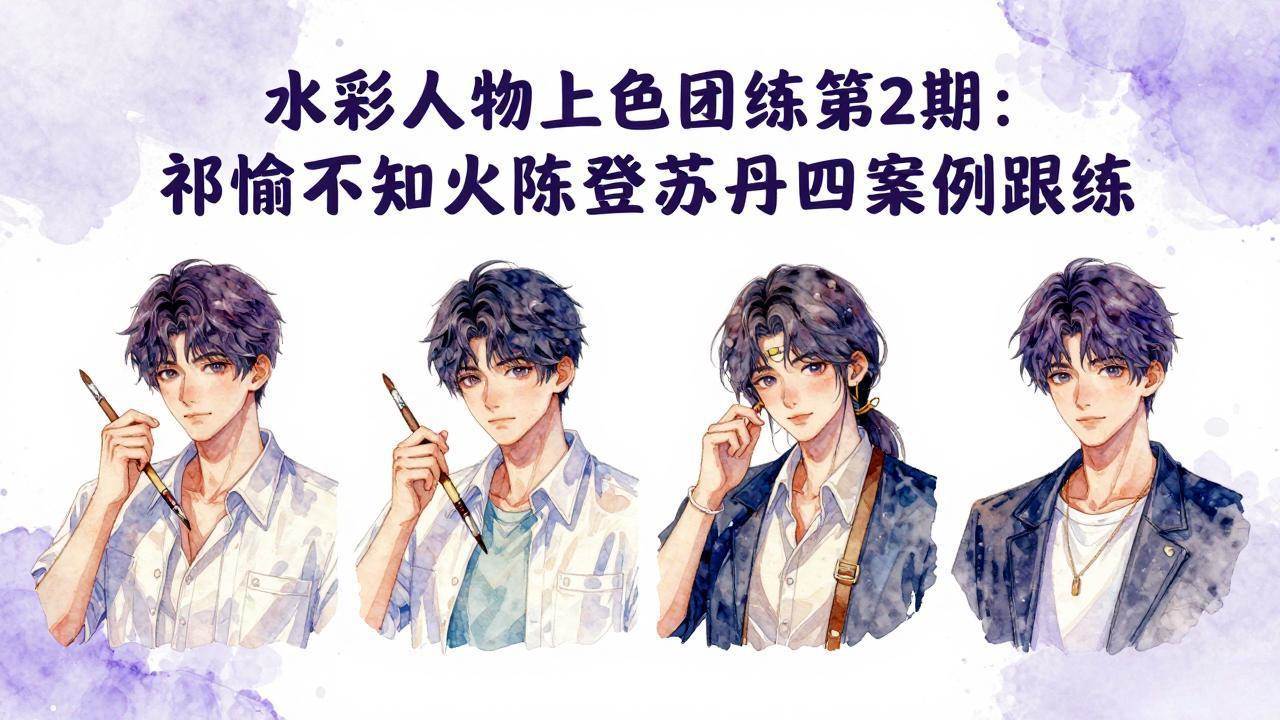 （17954期）水彩人物上色团练第2期：祁煜不知火陈登苏丹四案例跟练，手把手提升绘画能力-玩备项目资源网