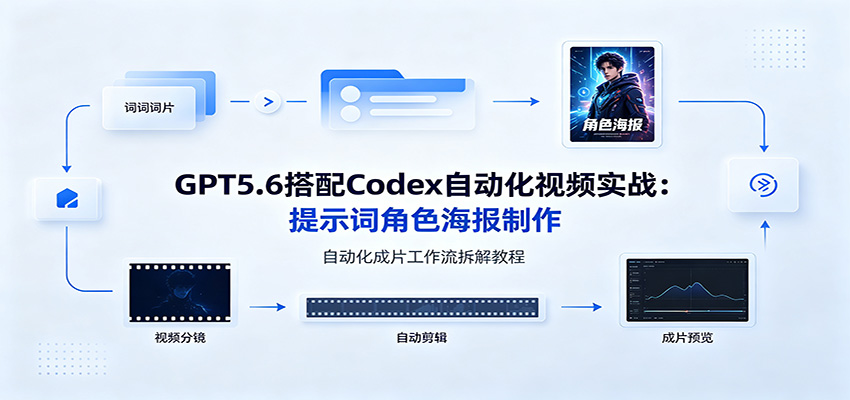 GPT5.6搭配Codex自动化视频实战:提示词角色海报制作,自动化成片工作流拆解教程-玩备项目资源网