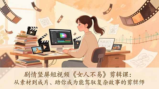 （17305期）剧情竖屏短视频《女人不易》剪辑课：从素材到成片、助你成为能驾驭复杂故事的剪辑师-玩备项目资源网