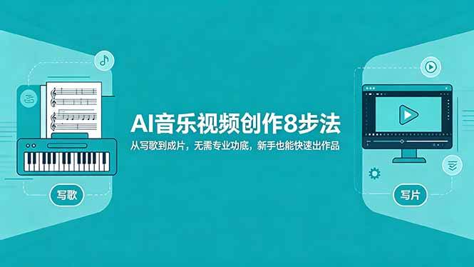 （18340期）AI音乐视频创作8步法：从写歌到成片，无需专业功底，新手也能快速出作品-玩备项目资源网