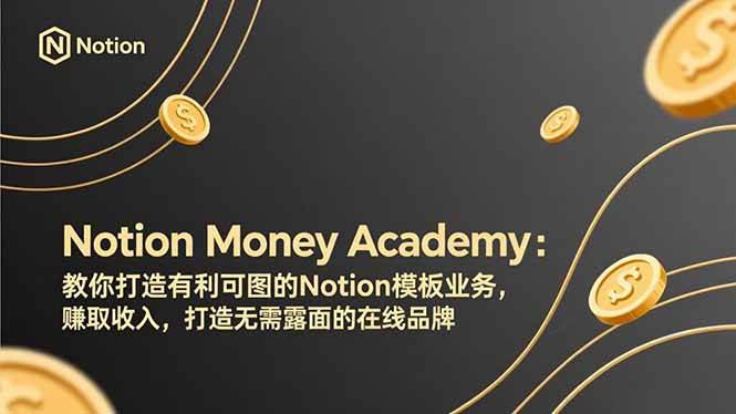 (17423期)Notion Money Academy:教你打造有利可图的Notion模板业务,赚取收入,打造无需露面的在线品牌-玩备项目资源网