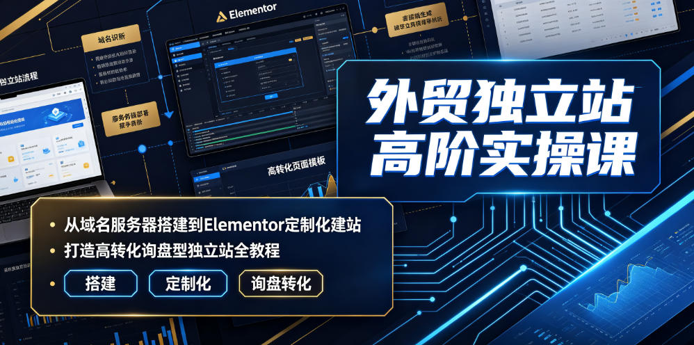 外贸独立站高阶实操课|从域名服务器搭建到Elementor定制化建站,打造高转化询盘型独立站全教程-玩备项目资源网