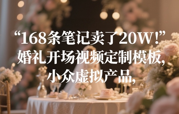 168条笔记卖了20W！婚礼开场视频定制模板，小众虚拟产品-玩备项目资源网