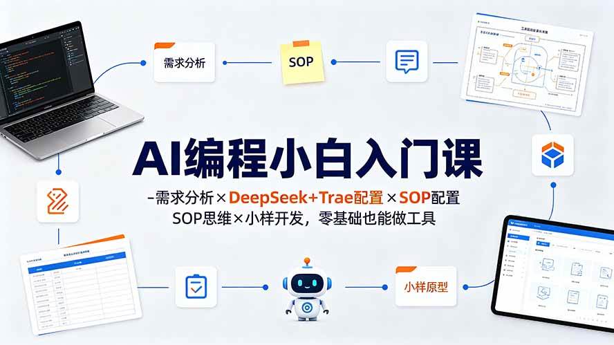 (19539期)AI编程小白入门课-需求分析×DeepSeek+Trae配置×SOP思维×小样开发,零基础也能做工具-玩备项目资源网