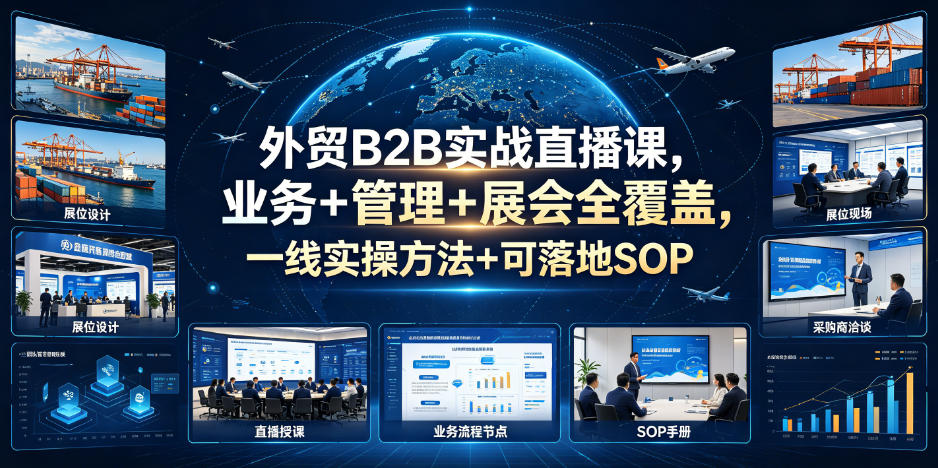 外贸B2B实战直播课,业务+管理+展会全覆盖,一线实操方法+可落地SOP-玩备项目资源网