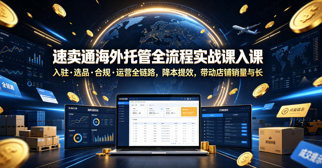 速卖通海外托管全流程实战课入驻・选品・合规・运营全链路，降本提效，带动店铺销量与收益增长-玩备项目资源网