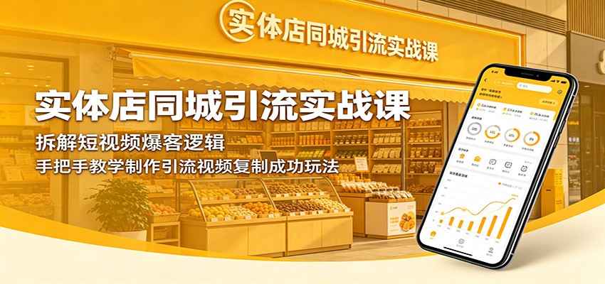 实体店同城引流实战课：拆解短视频爆客逻辑，手把手教学制作引流视频复制成功玩法-玩备项目资源网