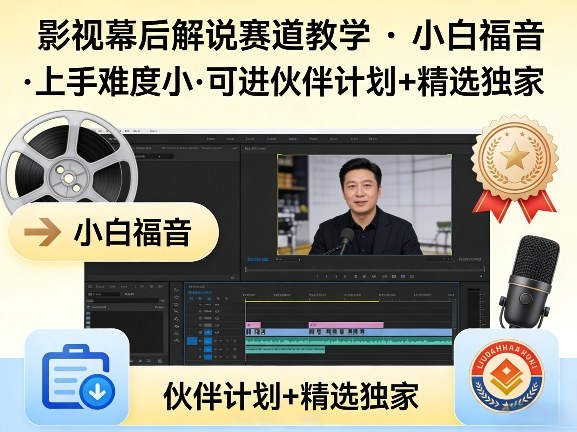 某大佬的影视幕后解说赛道教学，小白福音，上手难度小，可进伙伴计划+精选独家-玩备项目资源网