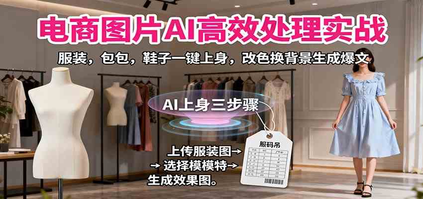 电商图片AI高效处理实战,服装,包包,鞋子一键上身,改色换背景生成爆文-玩备项目资源网