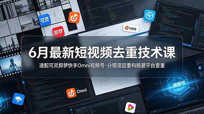 (19031期)6月最新短视频去重技术课,适配可灵即梦快手Omni视频号,分镜底层重构规避平台查重-玩备项目资源网