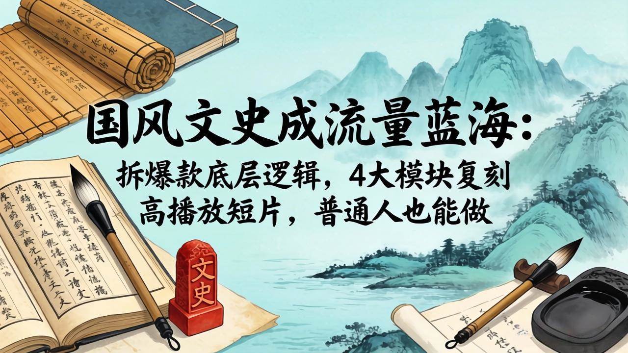 （18227期）国风文史成流量蓝海：拆爆款底层逻辑，4大模块复刻高播放短片，普通人也能做-玩备项目资源网