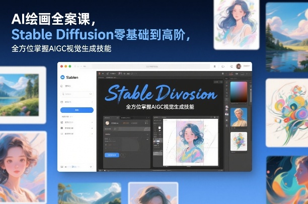 AI绘画全案课，Stable Diffusion零基础到高阶，全方位掌握AIGC视觉生成技能-玩备项目资源网