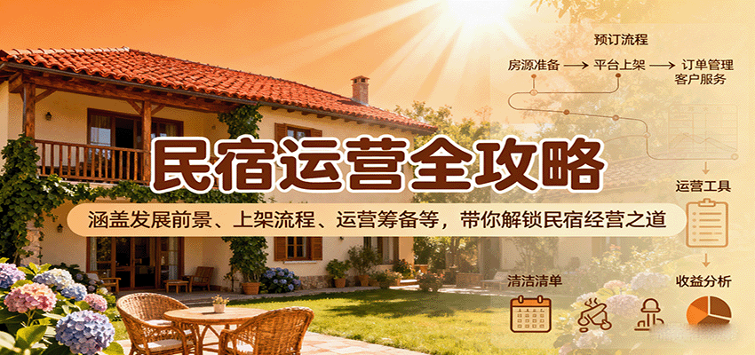 民宿运营全攻略：涵盖发展前景、上架流程、运营筹备等，带你解锁民宿经营之道-玩备项目资源网