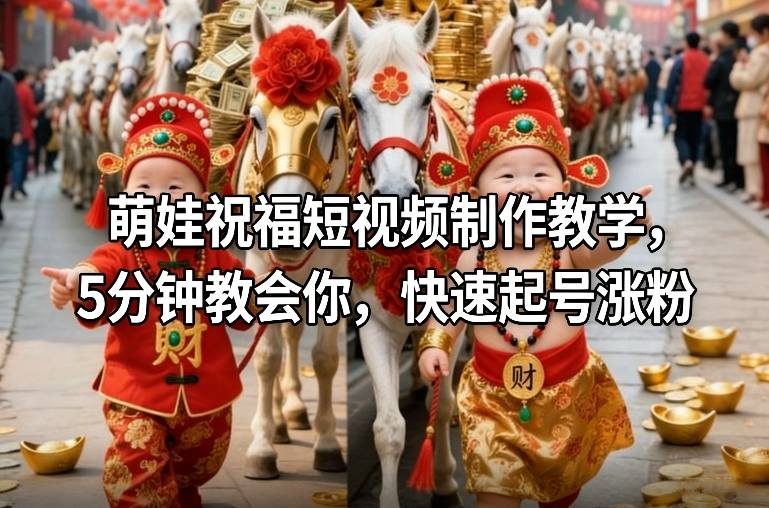 萌娃祝福短视频制作教学，5分钟教会你，快速起号涨粉-玩备项目资源网