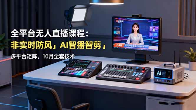 （16279期）全平台无人直播课程：非实时防风＋AI智播智剪＋多平台矩阵，10月全套技术-玩备项目资源网