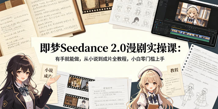 即梦Seedance 2.0漫剧实操课：有手就能做，从小说到成片全教程，小白零门槛上手-玩备项目资源网