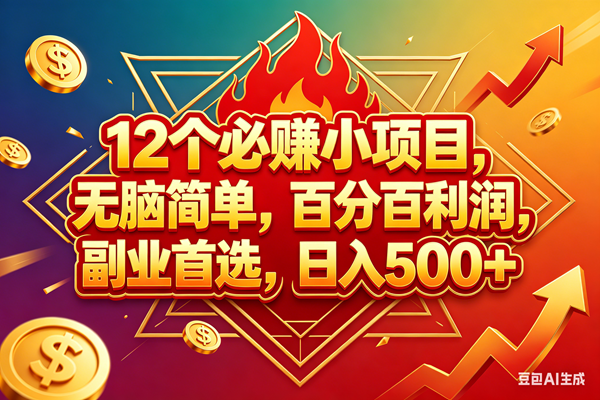 （18272期）12个必赚钱的小项目，百分百赚米，无脑简单，副业首选，日入600+-玩备项目资源网