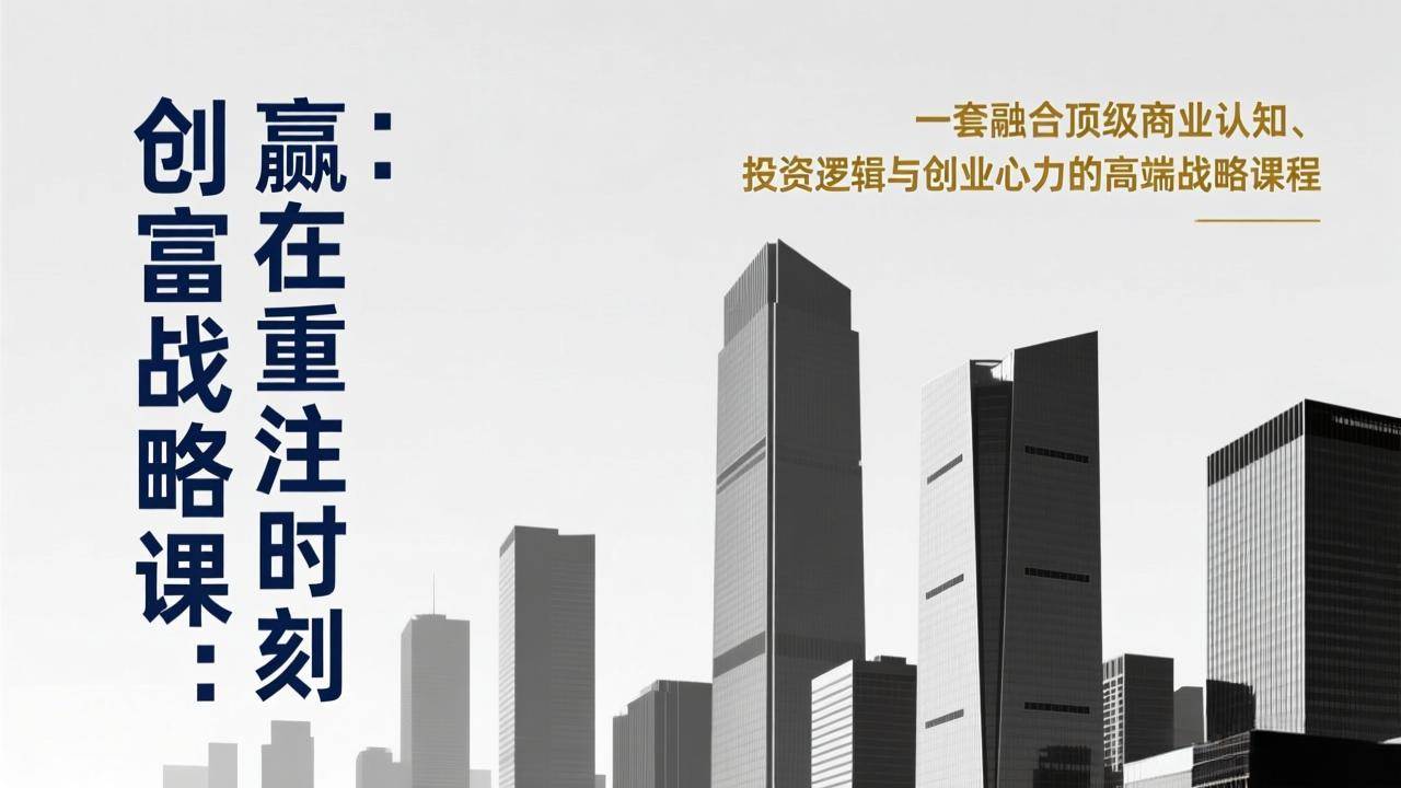 (17337期)《创富战略课:赢在重注时刻》一套融合顶级商业认知、投资逻辑与创业心力的高端战略课程-玩备项目资源网