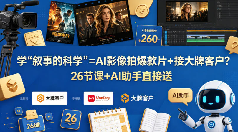 学《叙事的科学》=AI影像拍爆款片+接大牌客户？26节课+AI助手直接送【原创双语字幕】-玩备项目资源网