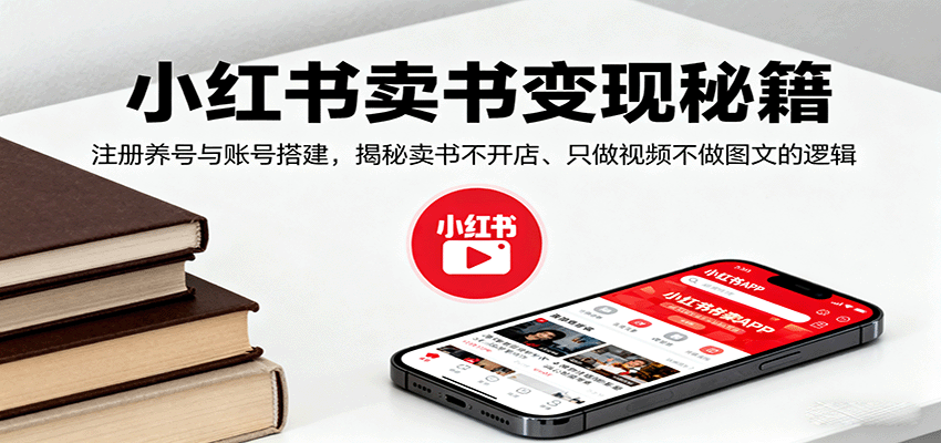 小红书卖书变现秘籍，注册养号与账号搭建，揭秘卖书不开店、只做视频不做图文的逻辑-玩备项目资源网