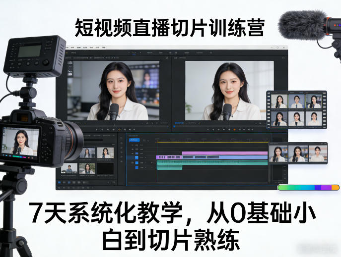 短视频直播切片训练营,7天系统化教学,从0基础小白到切片熟练-玩备项目资源网