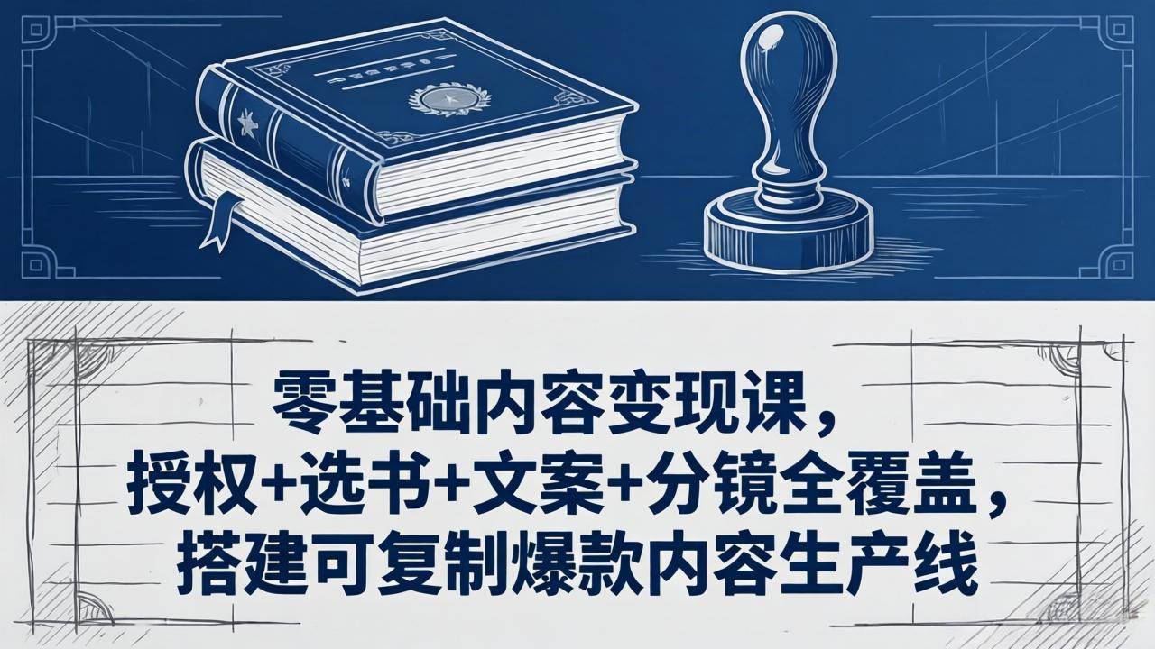 （18243期）零基础内容变现课，授权+选书+文案+分镜全覆盖，搭建可复制爆款内容生产线-玩备项目资源网