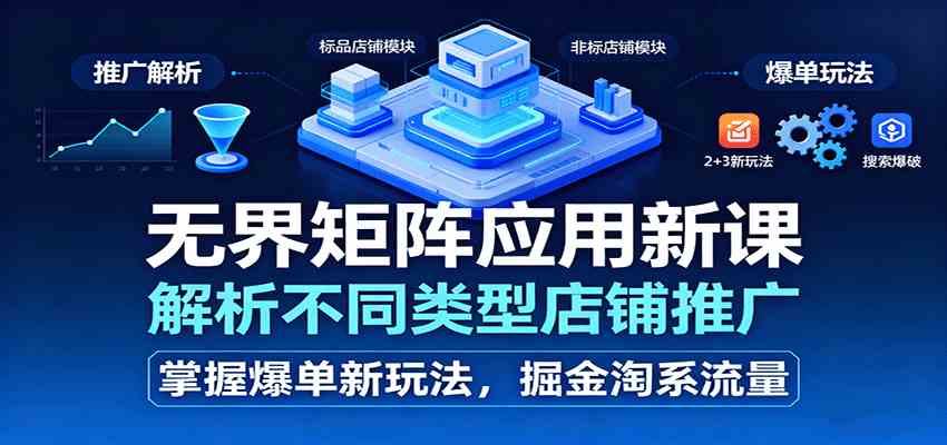 无界矩阵应用新课，解析不同类型店铺推广，掌握爆单新玩法，掘金淘系流量-玩备项目资源网