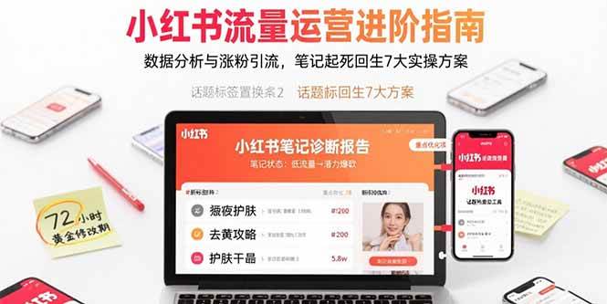 （15827期）小红书流量运营进阶指南，数据分析与涨粉引流，笔记起死回生7大实操方案-玩备项目资源网